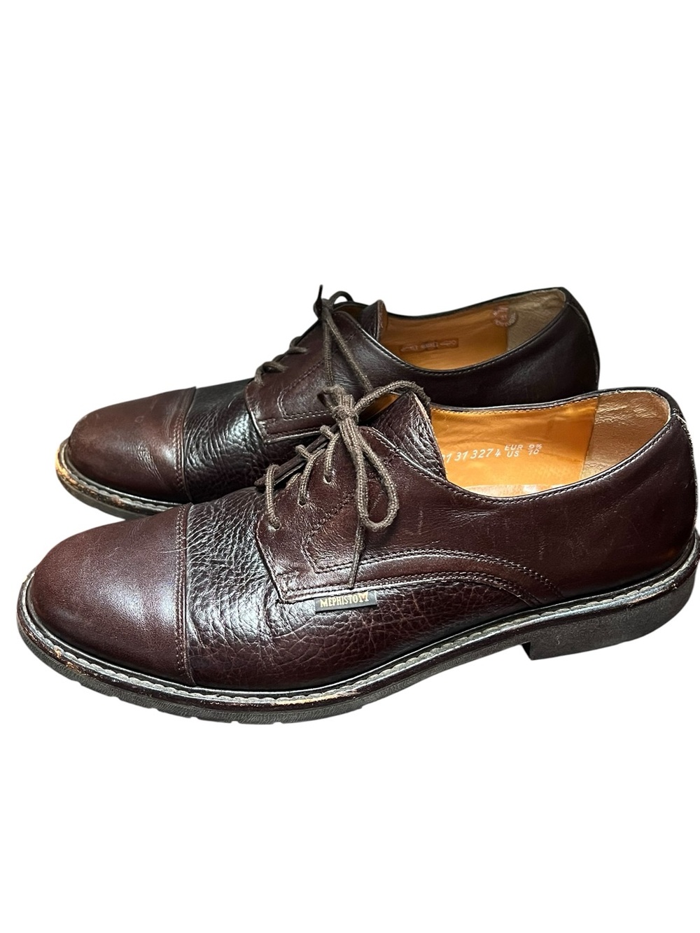 Mephisto Melchior Goodyear Welt Cap Toe Derby Dress Shoes Dark Brown Leather 10